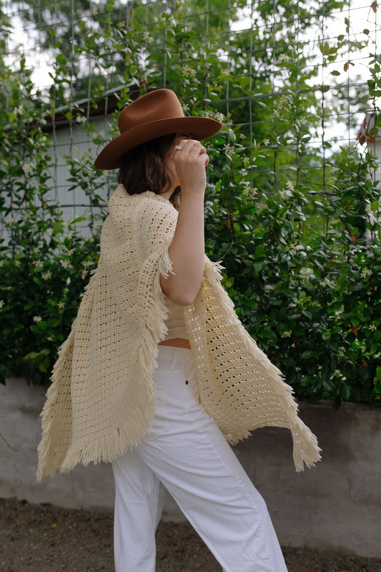 1970s Hand Knit Long Shawl