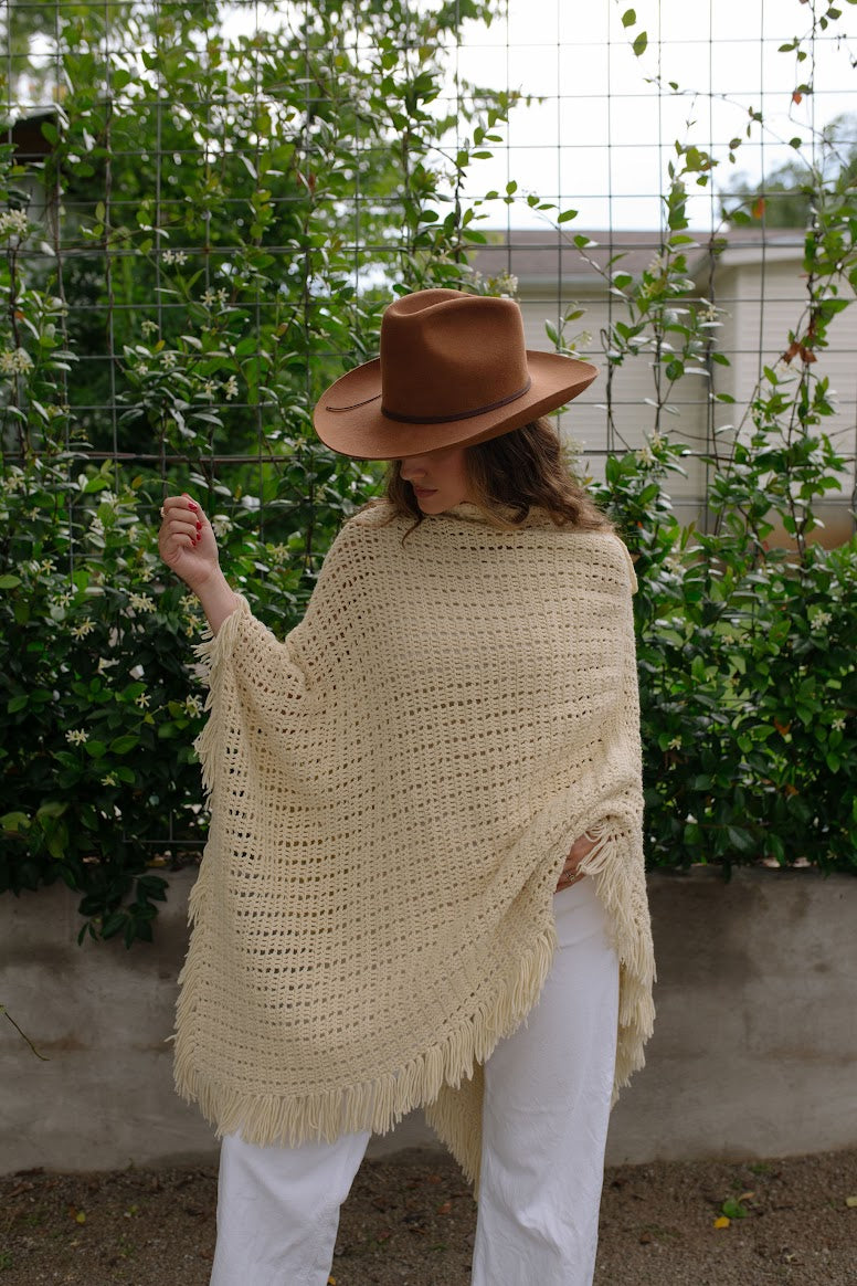 1970s Hand Knit Long Shawl