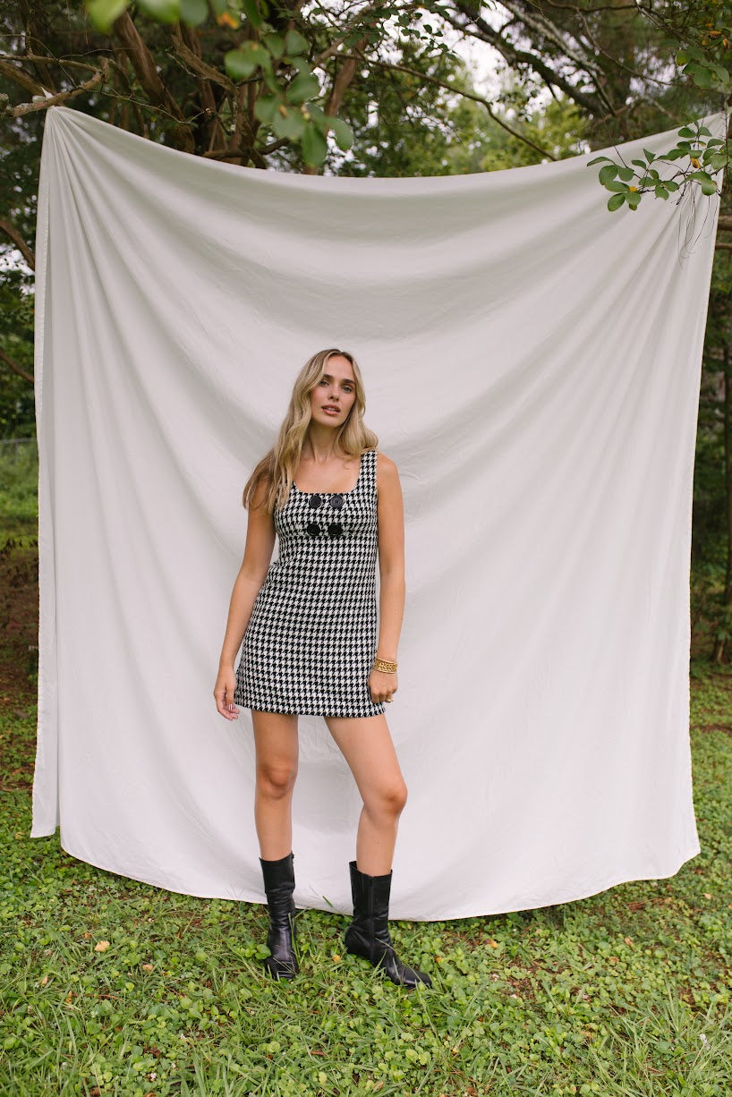 Y2K Houndstooth Mini Dress