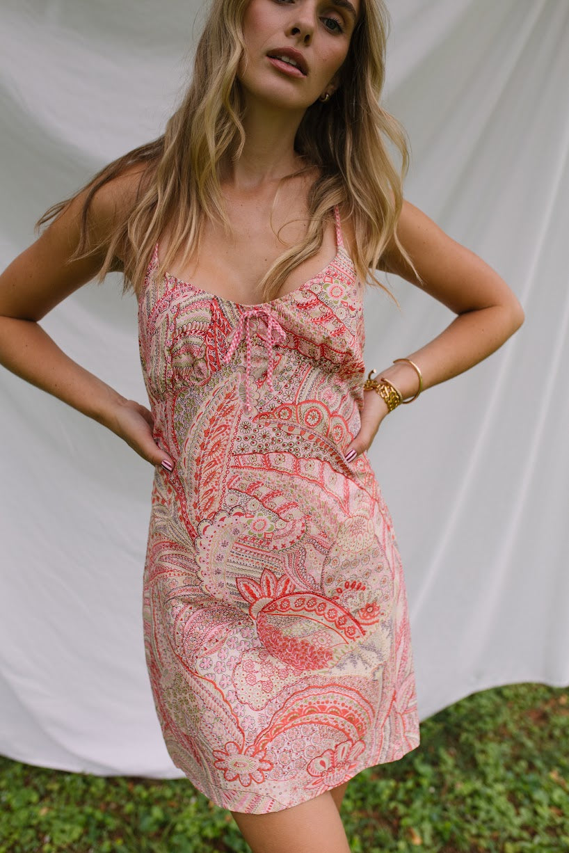 Vintage Paisley Floral Mini Dress