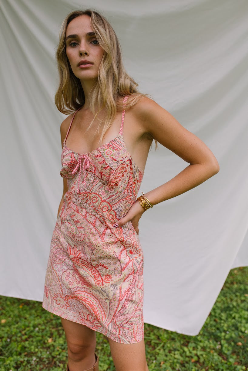 Vintage Paisley Floral Mini Dress