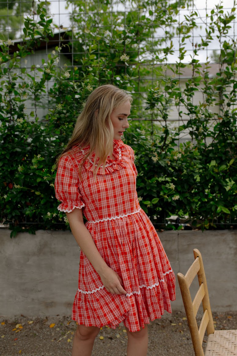 1970s Hand Made Plaid Dress