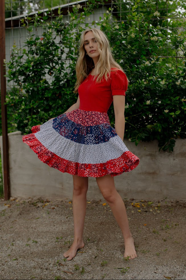 1960s Americana Floral Mini Dress