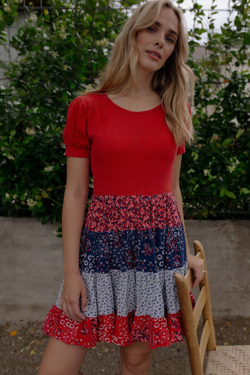 1960s Americana Floral Mini Dress