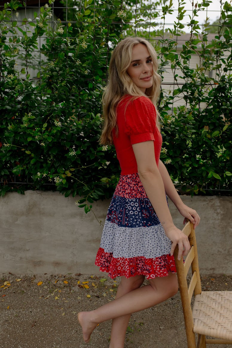 1960s Americana Floral Mini Dress
