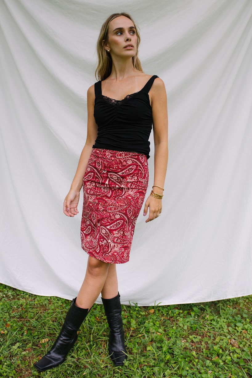 1990s Paisley Skirt