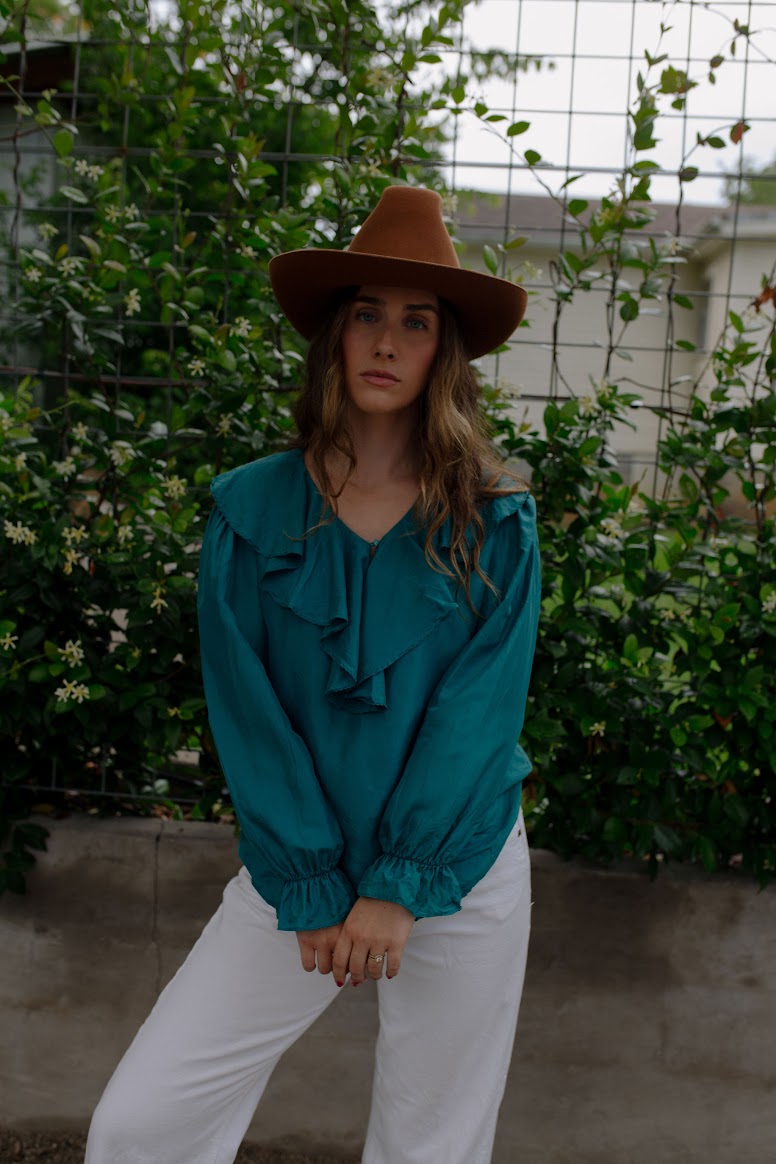 Vintage Silk Ruffle Blouse