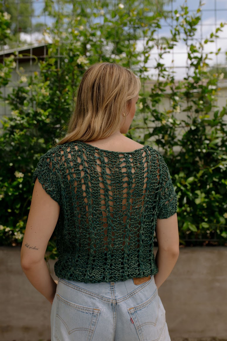 Vintage Hand Crocheted Leather Vest