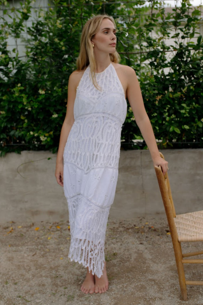 Vintage Crocheted Halter Midi Dress