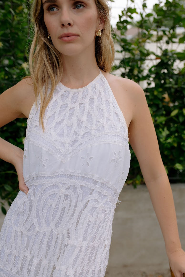 Vintage Crocheted Halter Midi Dress