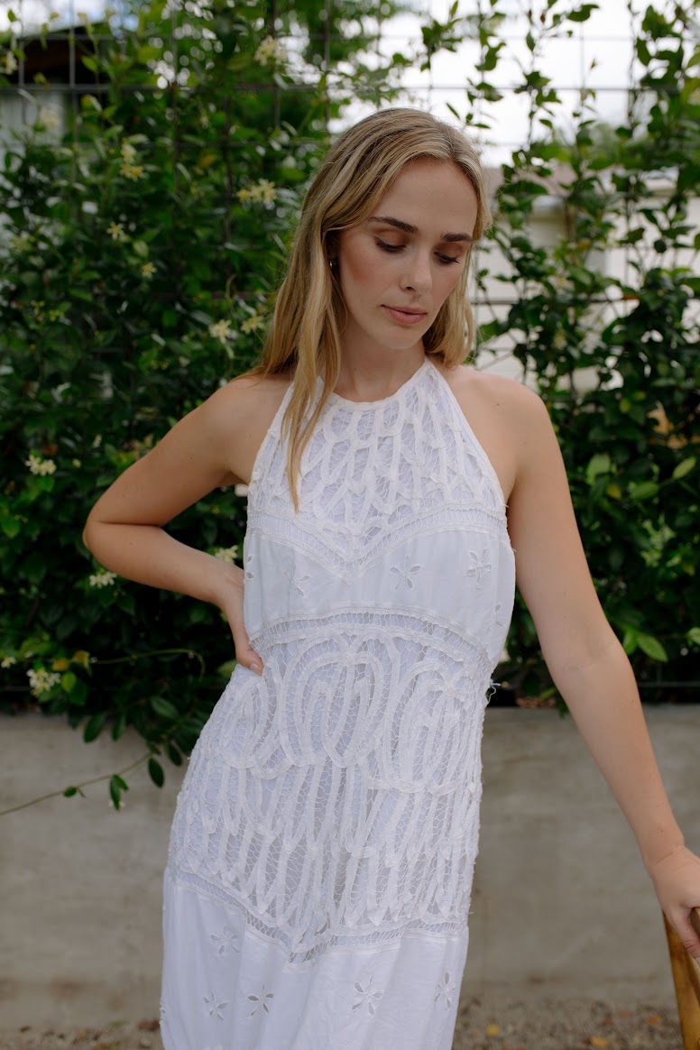Vintage Crocheted Halter Midi Dress