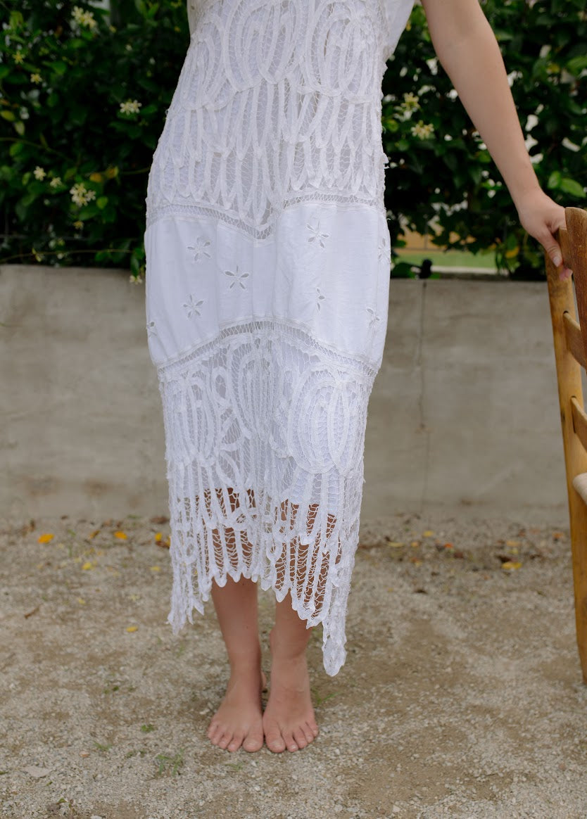 Vintage Crocheted Halter Midi Dress