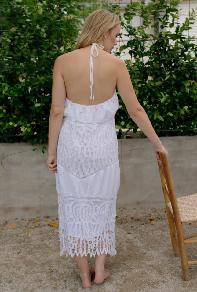 Vintage Crocheted Halter Midi Dress